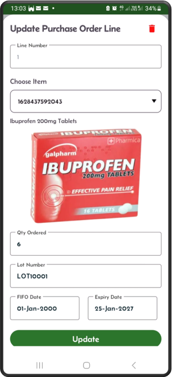 PO Line with Lot Number